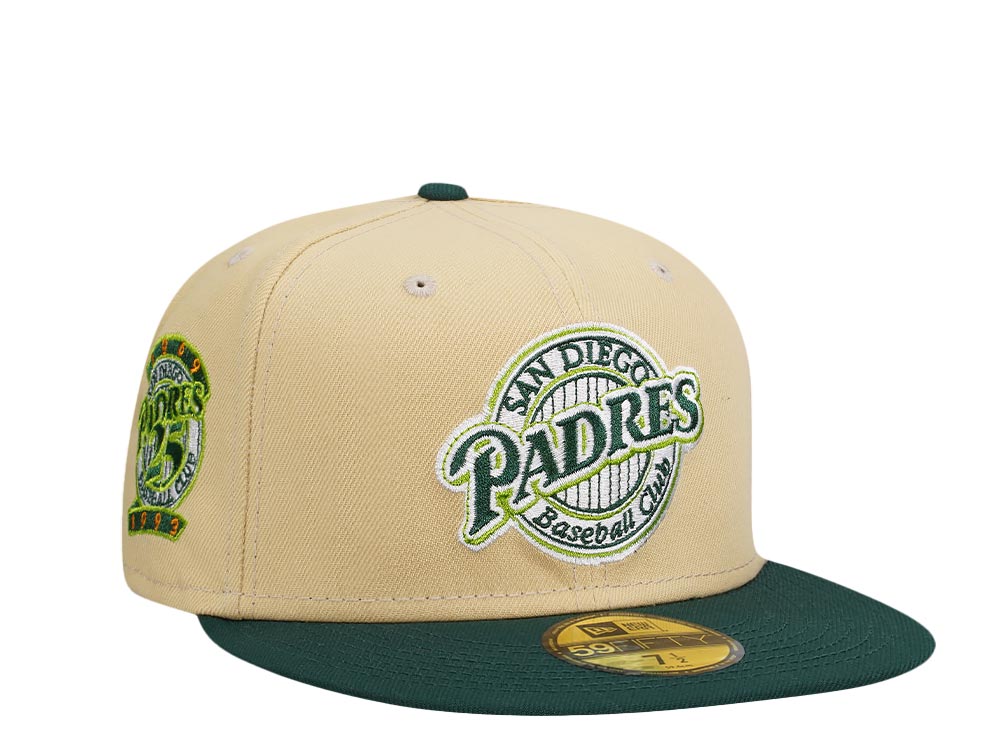 New Era San Diego Padres 25th Anniversary Vegas Gold Two Tone Throwback Edition 59Fifty Fitted Gorra
