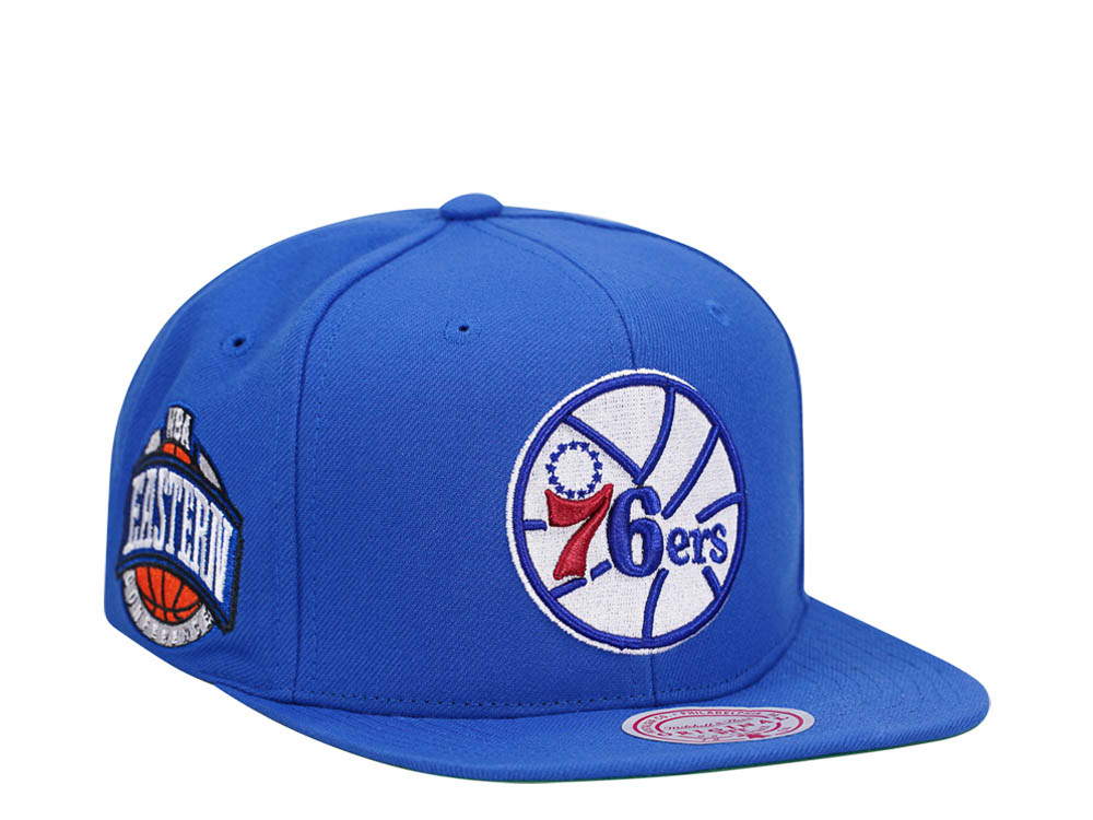 Mitchell & Ness Philadelphia 76ers Conference Patch Blue Snapback Gorra