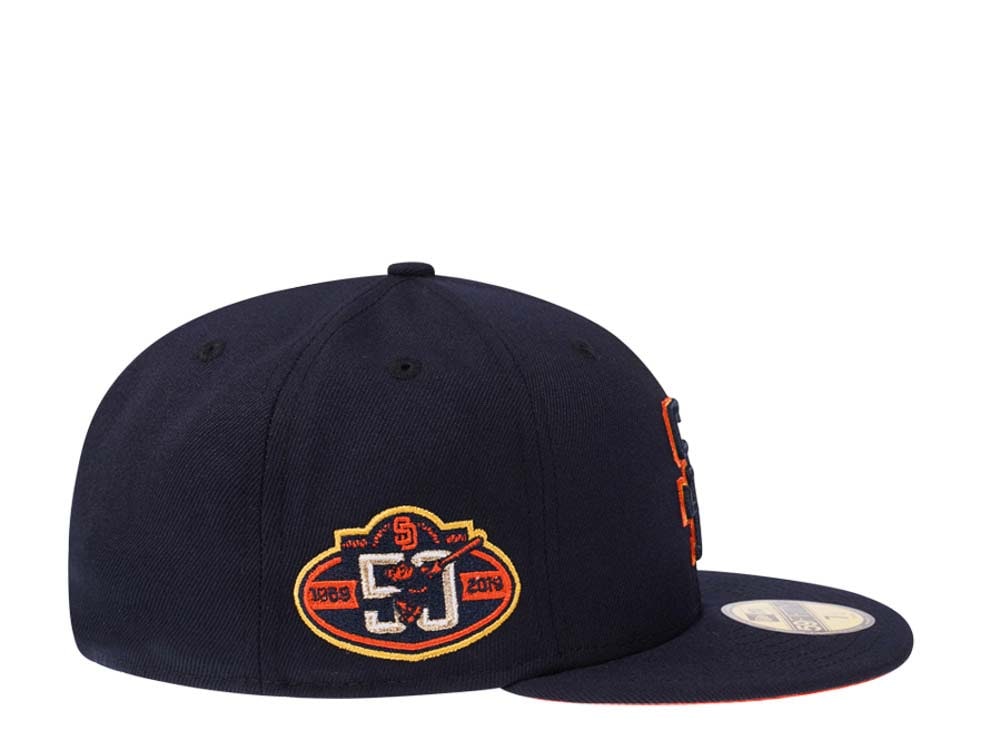 New Era San Diego Padres 50th Anniversary Navy Orange Pop Edition 59Fifty Fitted Gorra