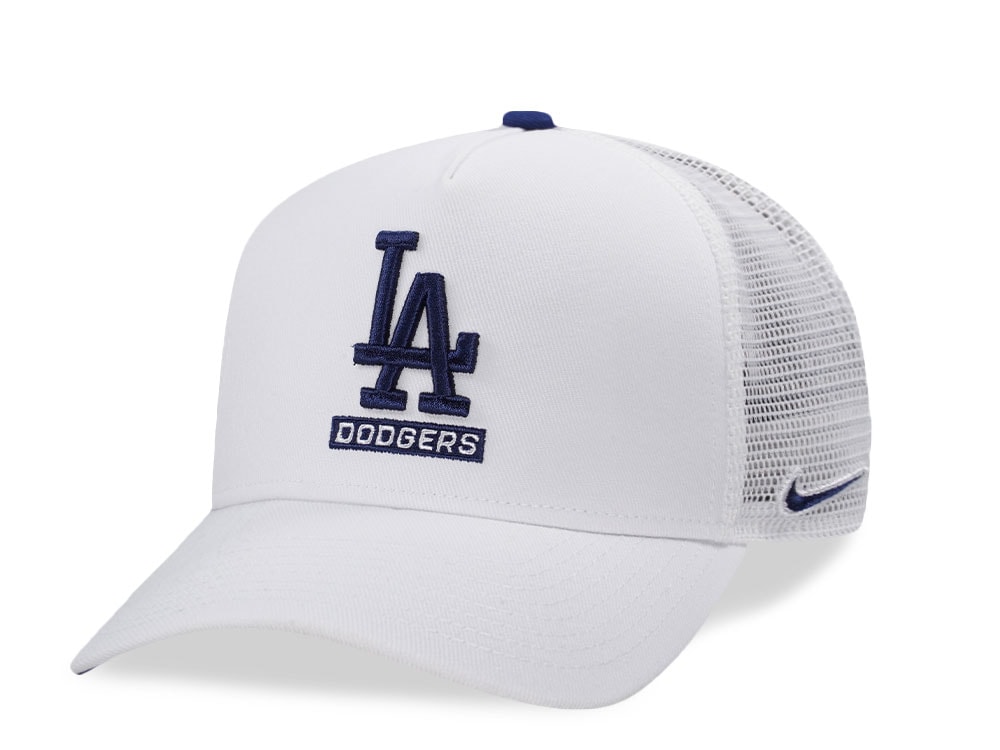 Nike Los Angeles Dodgers Primetime Dri-Fit Rise White Edition Trucker Snapback Gorra