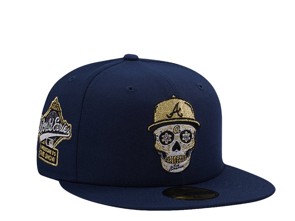 New Era Atlanta Braves World Series 1995 Skull Ocean Blue Prime Edition 59Fifty Fitted Gorra