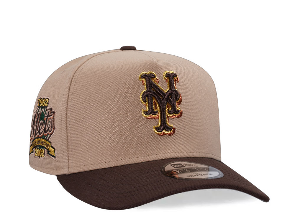 New Era New York Mets 40th Anniversary Tan Metallic Two Tone Edition 9Fifty A Frame Snapback Gorra