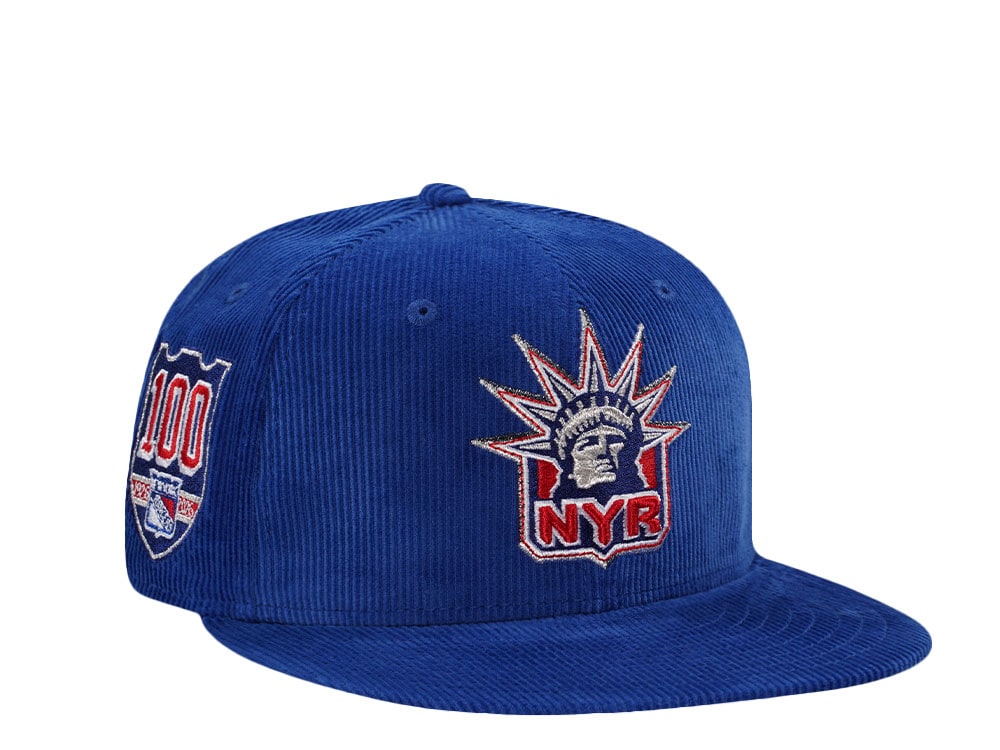 New Era New York Rangers 100th Anniversary Royal Corduroy Throwback Edition 59Fifty Fitted Gorra