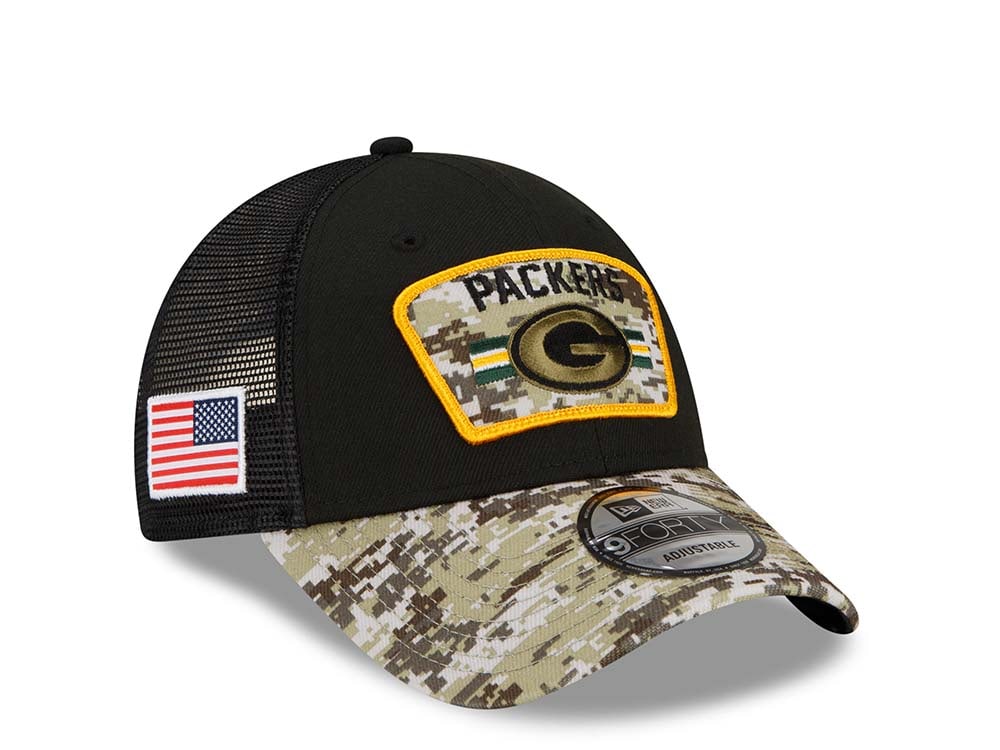 New Era Green Bay Packers Salute to Service 21 9Forty Trucker Snapback Gorra