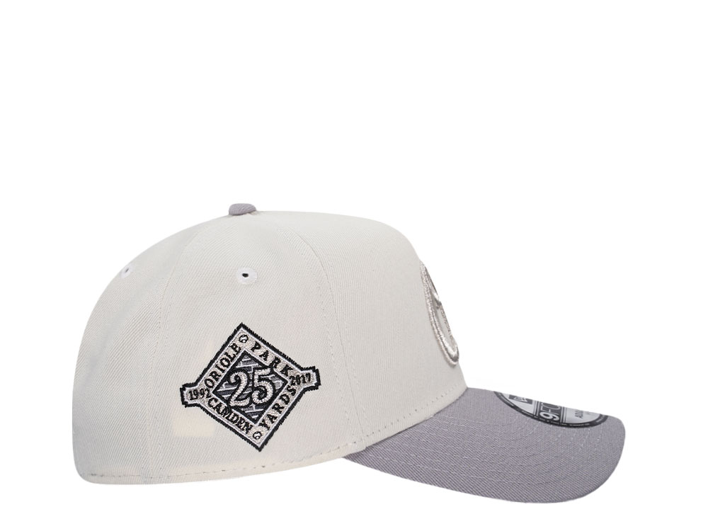 New Era Baltimore Orioles 25th Anniversary Metallic Chrome Two Tone 9Forty A Frame Snapback Gorra