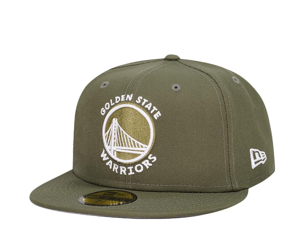 New Era Golden State Warriors Olive White Edition 59Fifty Fitted Gorra