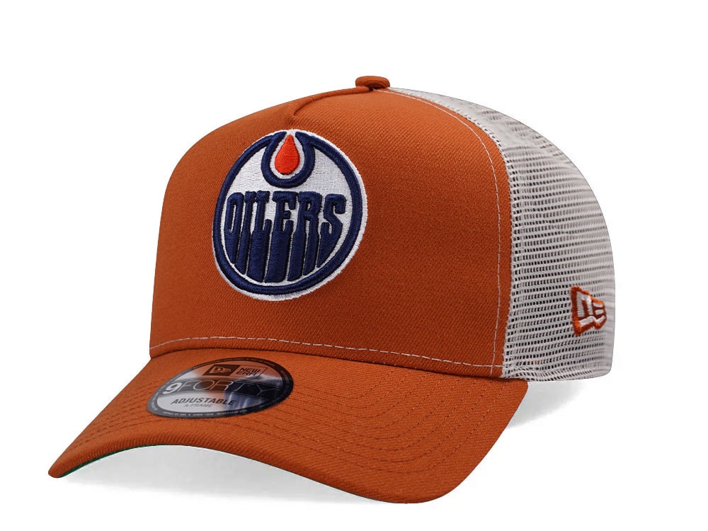 New Era Edmonton Oilers Classic Rust Trucker Edition 9Forty A Frame Snapback Gorra