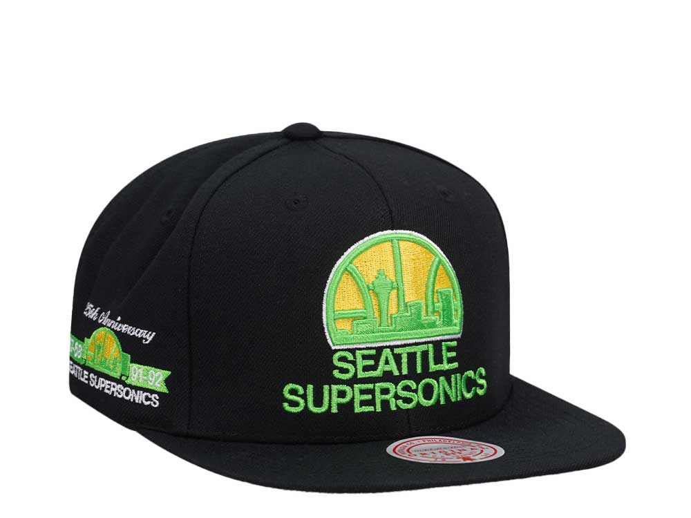 Mitchell & Ness Seattle Supersonics 25th Anniversary Neon Tropical Hardwood Classic Snapback Gorra