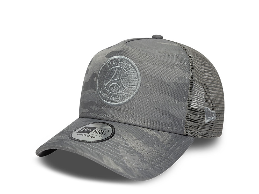 New Era Paris Saint Germain Gray Tonal Camouflage Prime Edition 9Forty A Frame Trucker Snapback Gorra