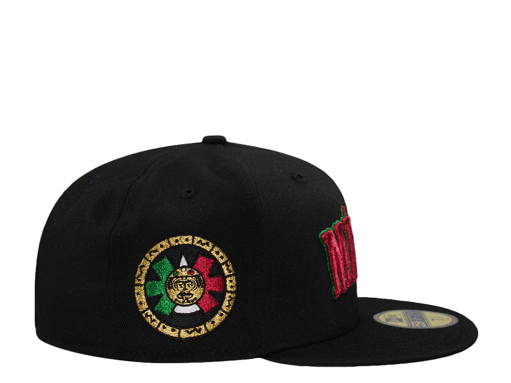 New Era Mexico Aztec Metallic Script Black Prime Edition 59Fifty Fitted Gorra