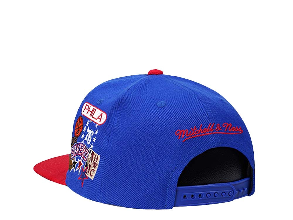 Mitchell & Ness Philadelphia 76ers Patch Overload Hardwood Classic Snapback Gorra