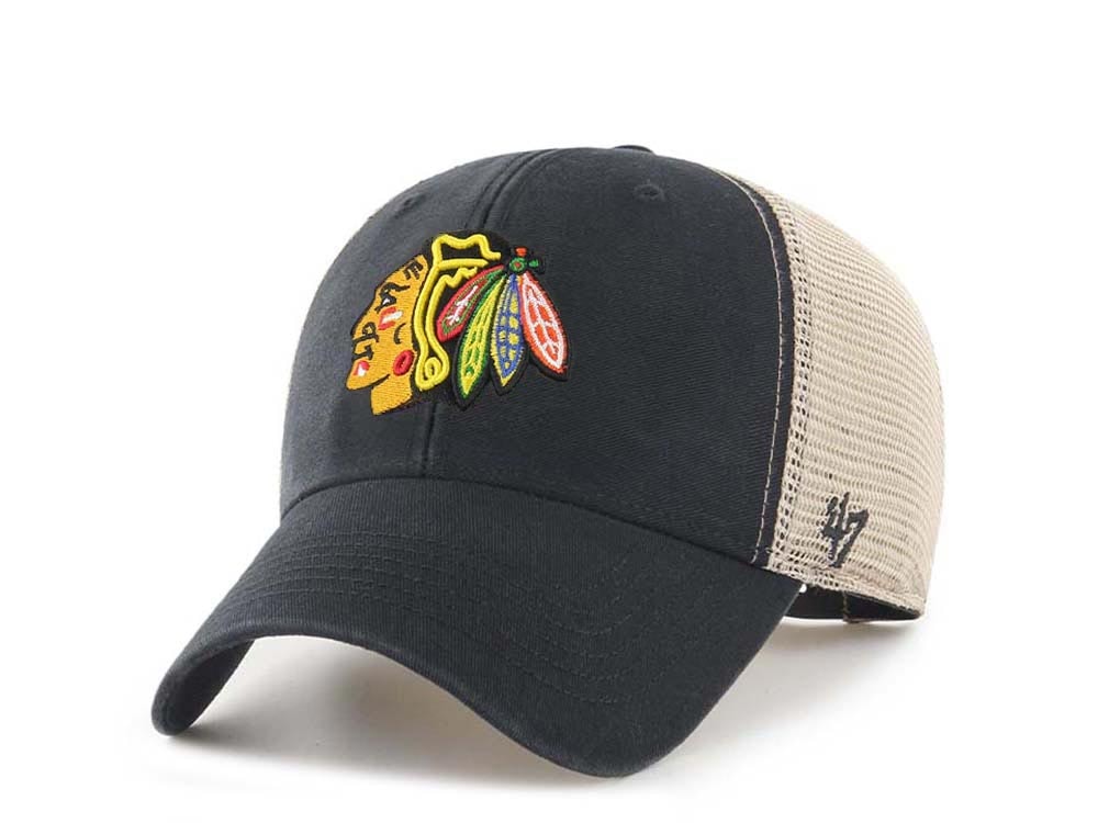 47Brand Chicago Blackhawks Black Flagship Classic Trucker Snapback Gorra
