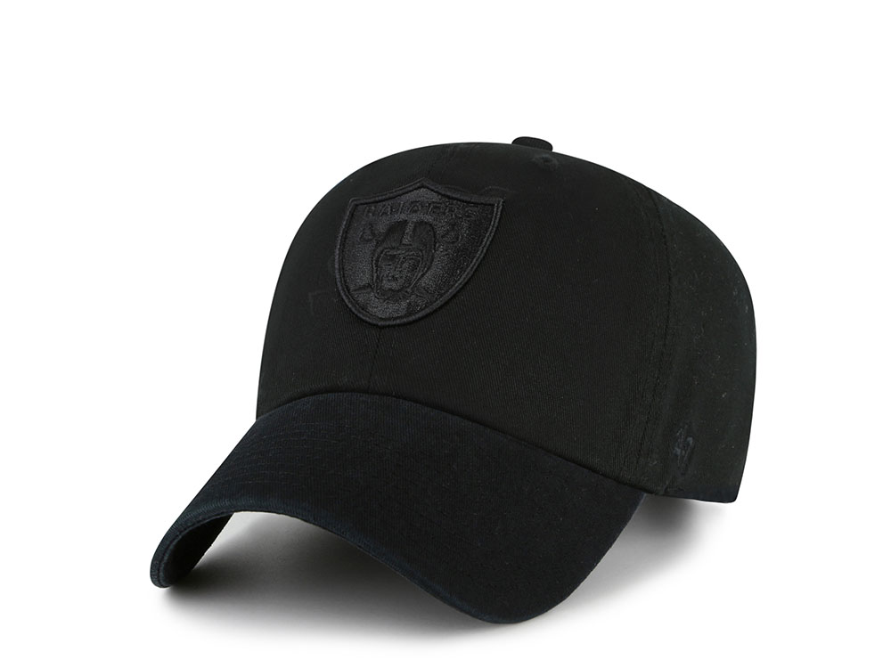 47Brand Las Vegas Raiders Black On Black Edition Clean Up Strapback Gorra