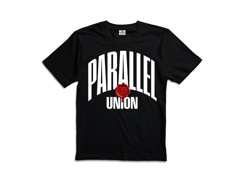 Parallel Union T-Shirt College Script Black Oversize Edition