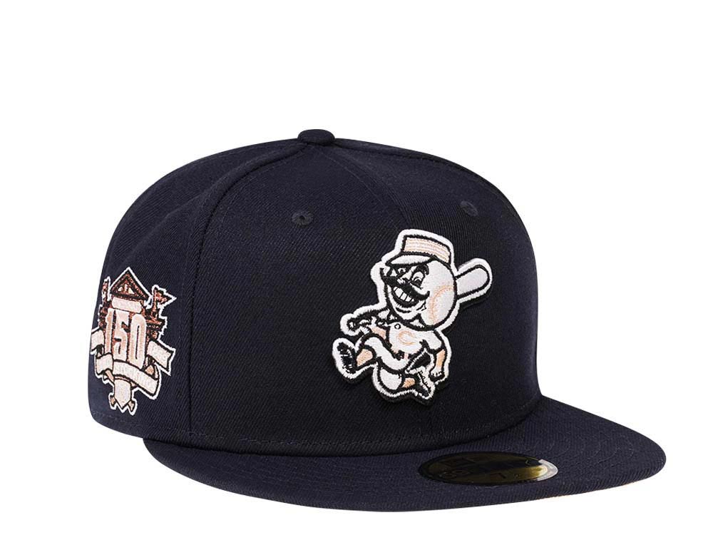 New Era Cincinnati Reds 150th Anniversary Navy Peach Edition 59Fifty Fitted Gorra