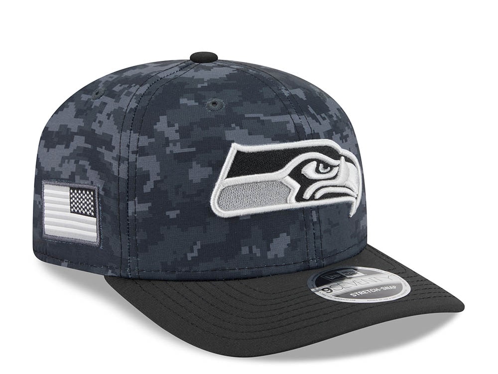 New Era Seattle Seahawks NFL Salute to Service 2026 Digi Camo Black 9Seventy Stretch Snapback Gorra