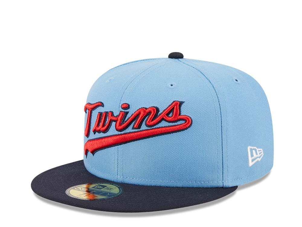 New Era Minnesota Twins Powder Blues Sky Throwback Two Tone Edition 59Fifty Fitted Gorra