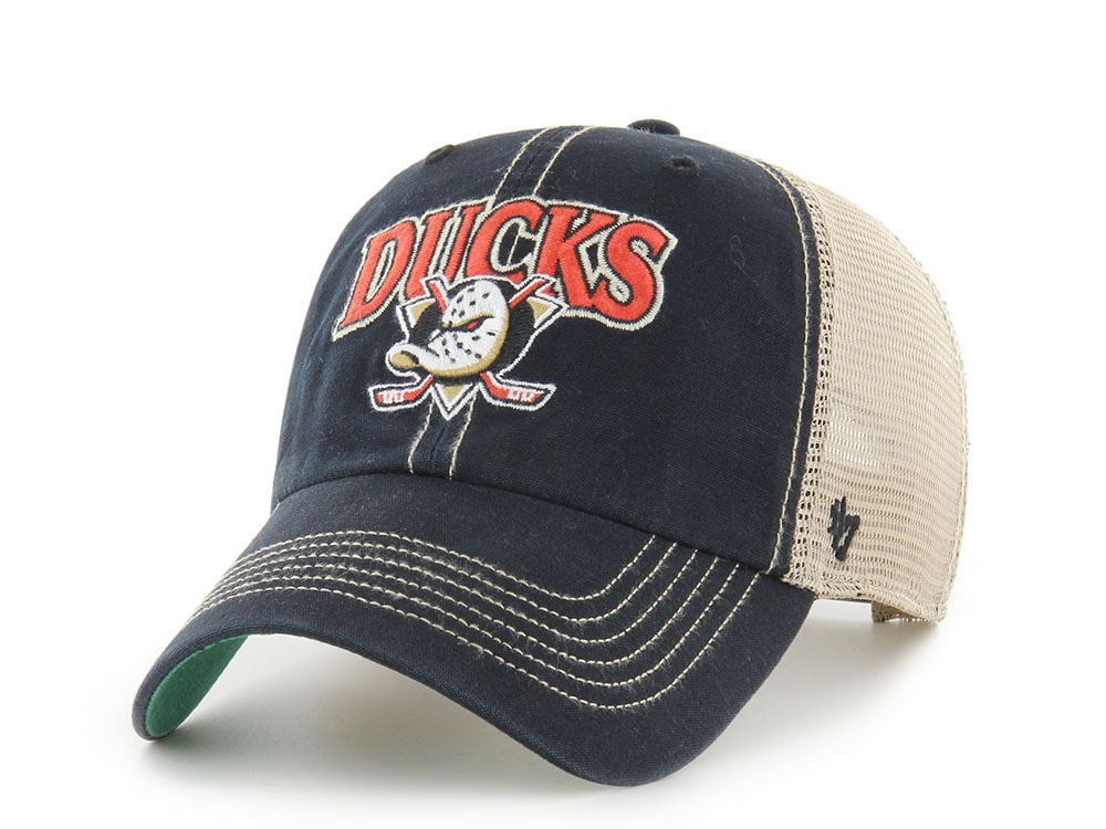 47Brand Anaheim Ducks Vintage Black Tuscaloosa Edition Trucker Clean Up Snapback Gorra