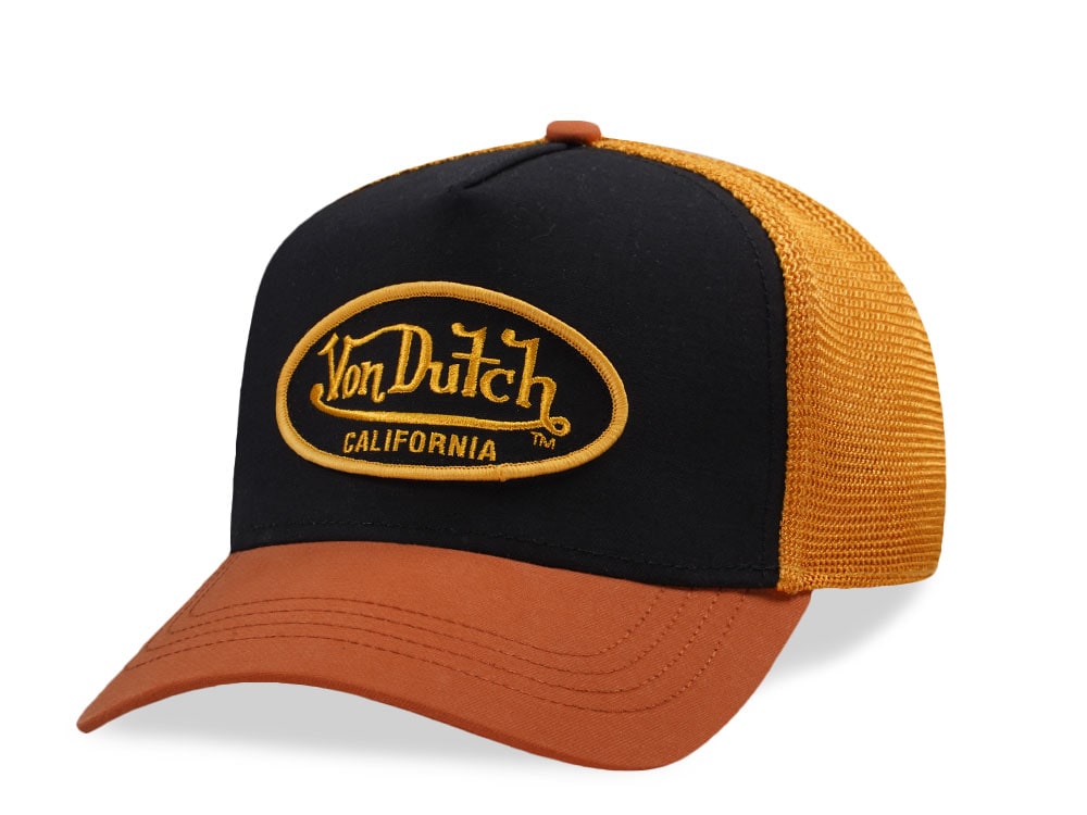 Von Dutch Embroidery Oval Patch Black Two Tone Trucker Snapback Gorra