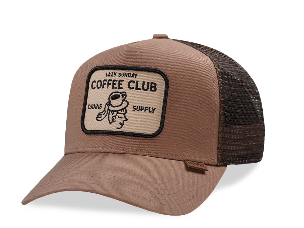 Djinns HFT Coffee Club Head Brown Trucker Snapback Gorra