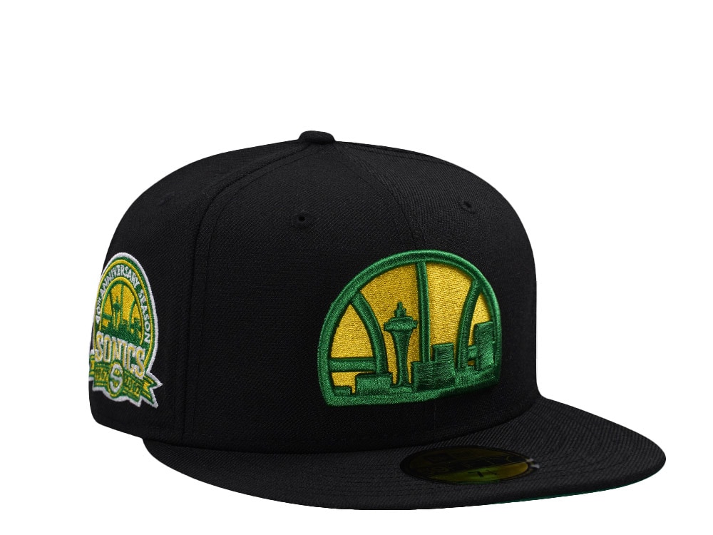 New Era Seattle Supersonics 40th Anniversary Wool Black Throwback Edition 59Fifty Fitted Gorra