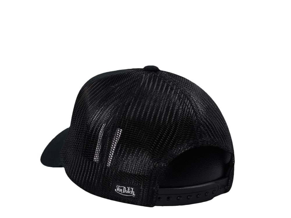 Von Dutch Square Patch Distressed Black Trucker Snapback Gorra
