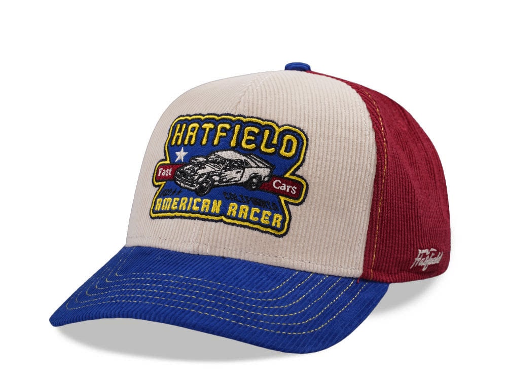 Hatfield American Racer Corduroy White Blue Snapback Gorra