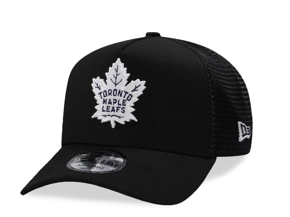 New Era Toronto Maple Leafs Black Prime Edition 9Forty A Frame Trucker Snapback Gorra