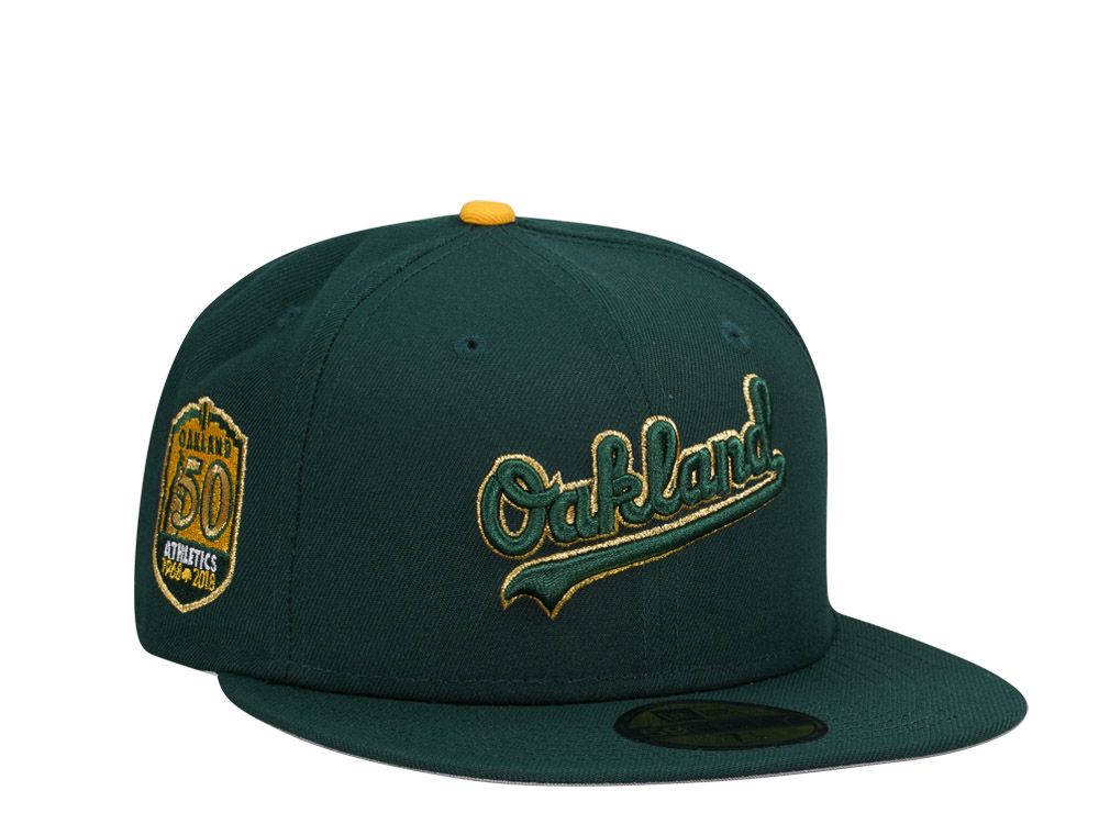 New Era Oakland Athletics 50th Anniversary Gold Script Edition 59Fifty Fitted Gorra