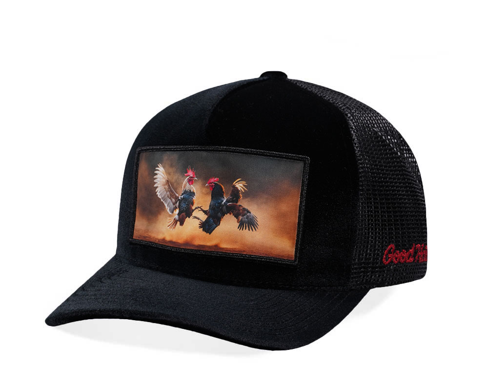 Good Hats FIGHT Black Velour Trucker Snapback Gorra