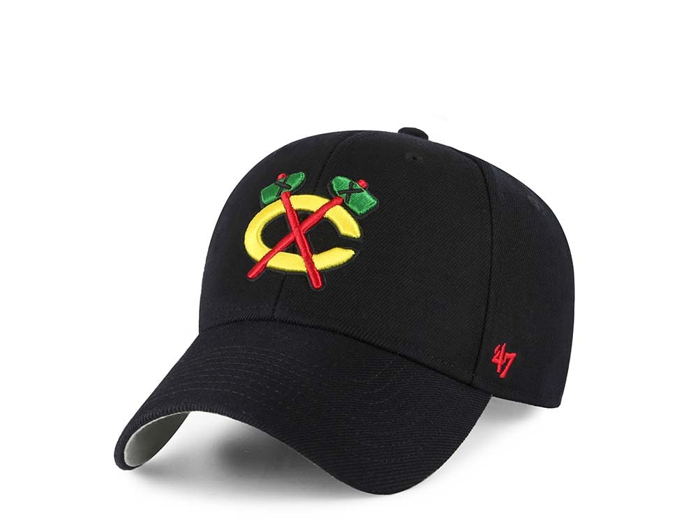 47Brand Chicago Blackhawks Classic Black Strapback Gorra