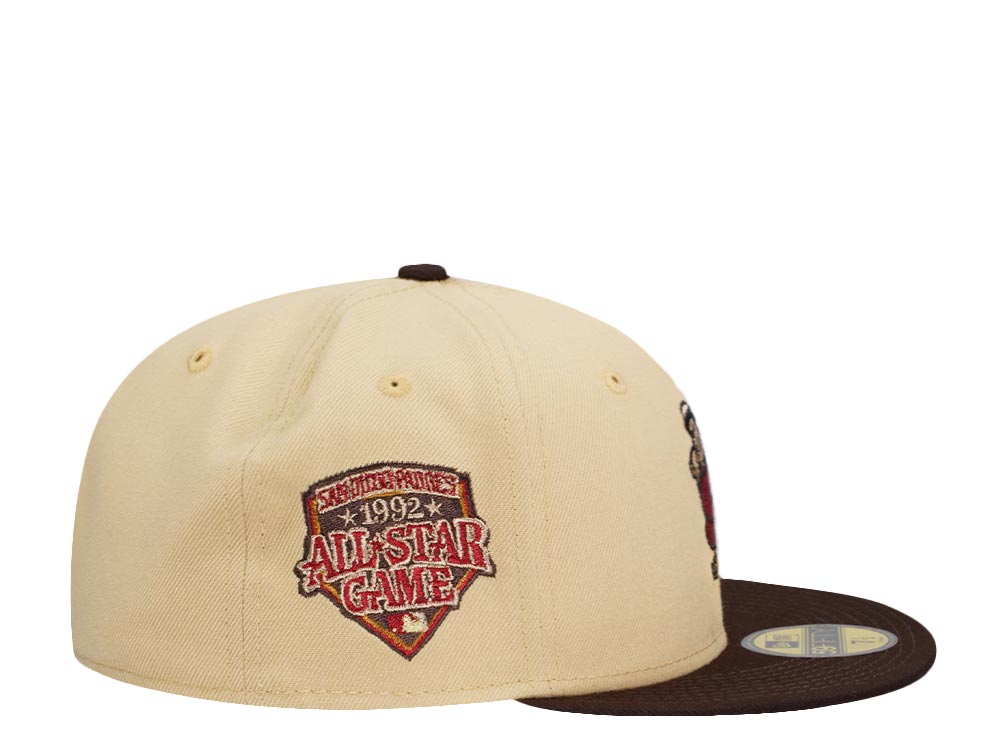 New Era San Diego Padres All Star Game 1992 Vegas Gold Merlot Two Tone Edition 59Fifty Fitted Gorra