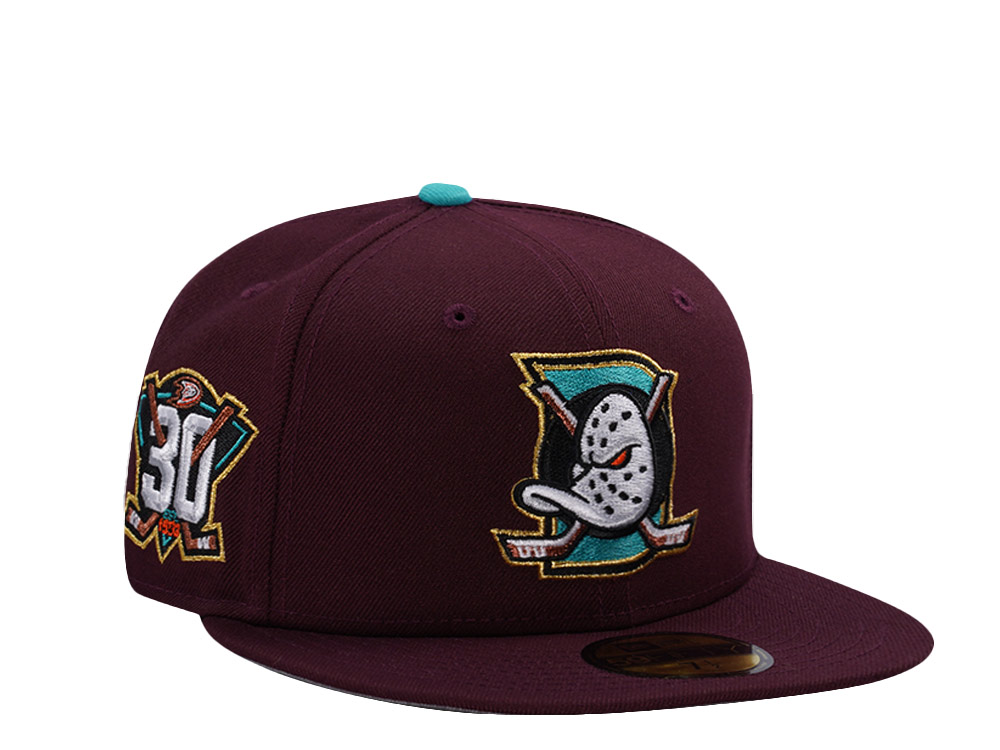 New Era Anaheim Ducks 30th Anniversary Maroon Prime Edition 59Fifty Fitted Gorra