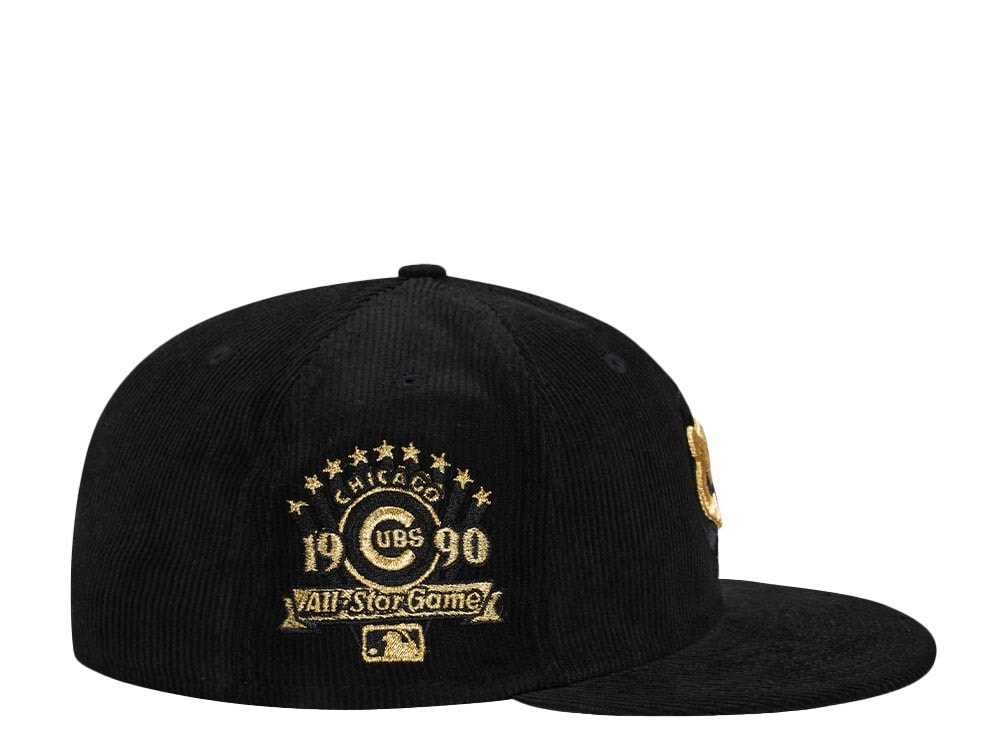 New Era Chicago Cubs All Star Game 1990 Corduroy Black Gold Edition 59Fifty Fitted Gorra