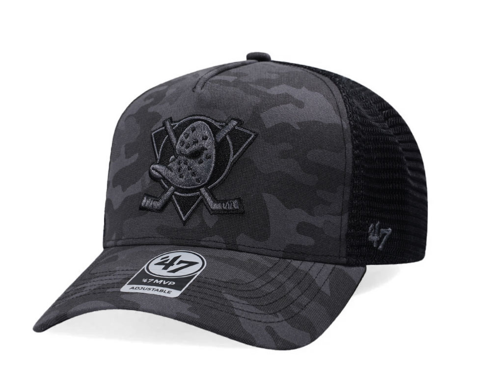 47Brand Anaheim Ducks Charcoal Tonal Camo MVP Trucker Snapback Gorra