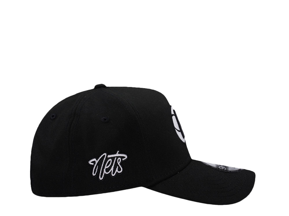 New Era Brooklyn Nets Script Black Prime Edition 9Forty A Frame Snapback Gorra
