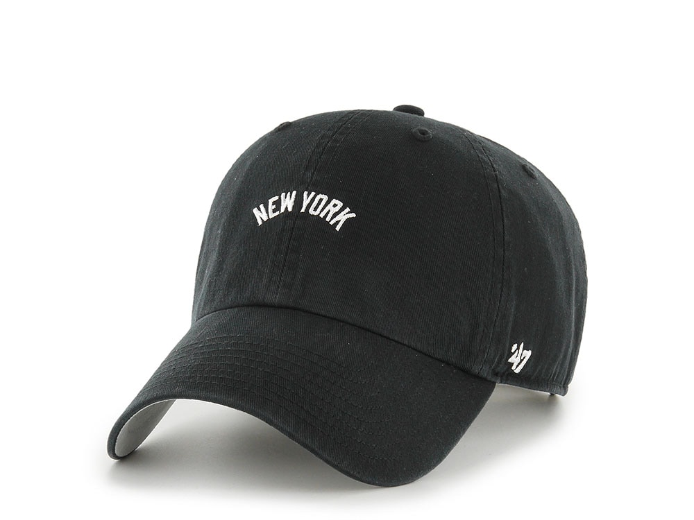 47Brand New York Yankees Black Base Runner Script Edition Clean Up Strapback Gorra