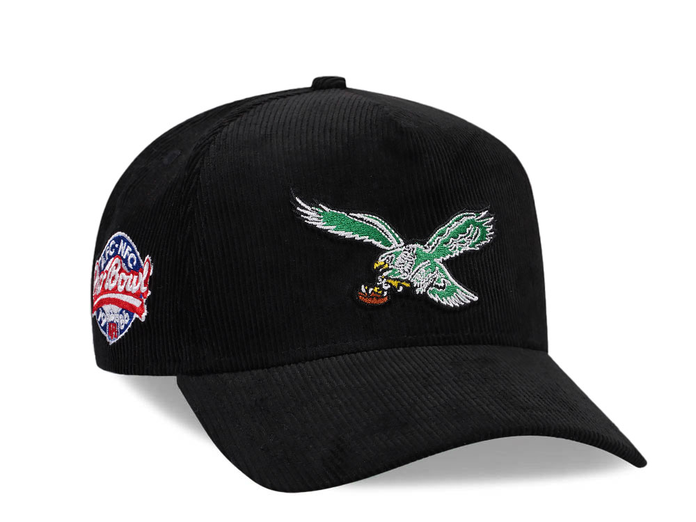New Era Philadelphia Eagles Pro Bowl 1986 Black Corduroy Edition 9Forty A Frame Snapback Gorra