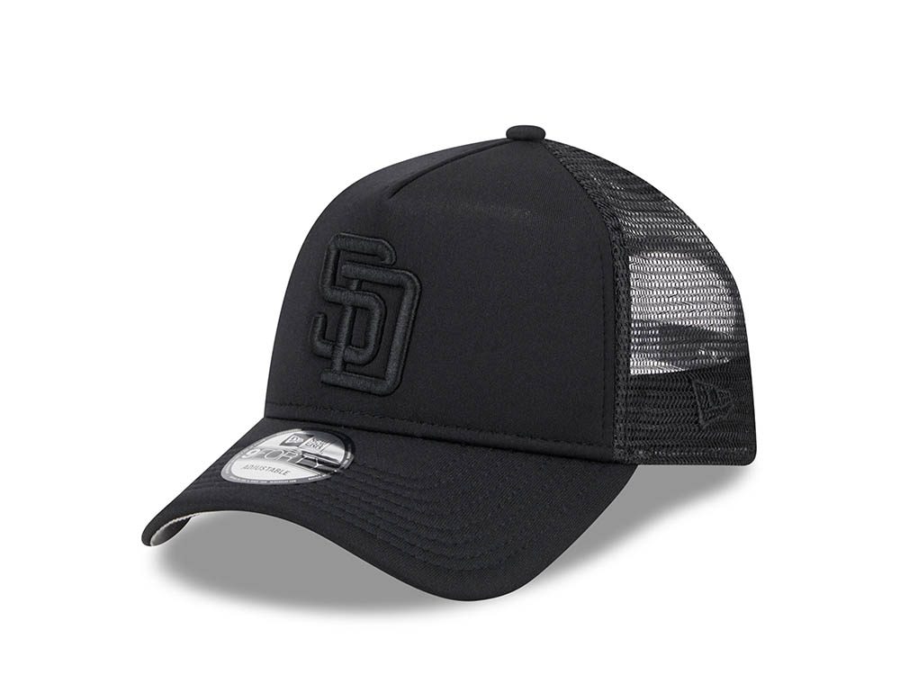 New Era San Diego Padres Black All Day 9Forty A Frame Trucker Snapback Gorra