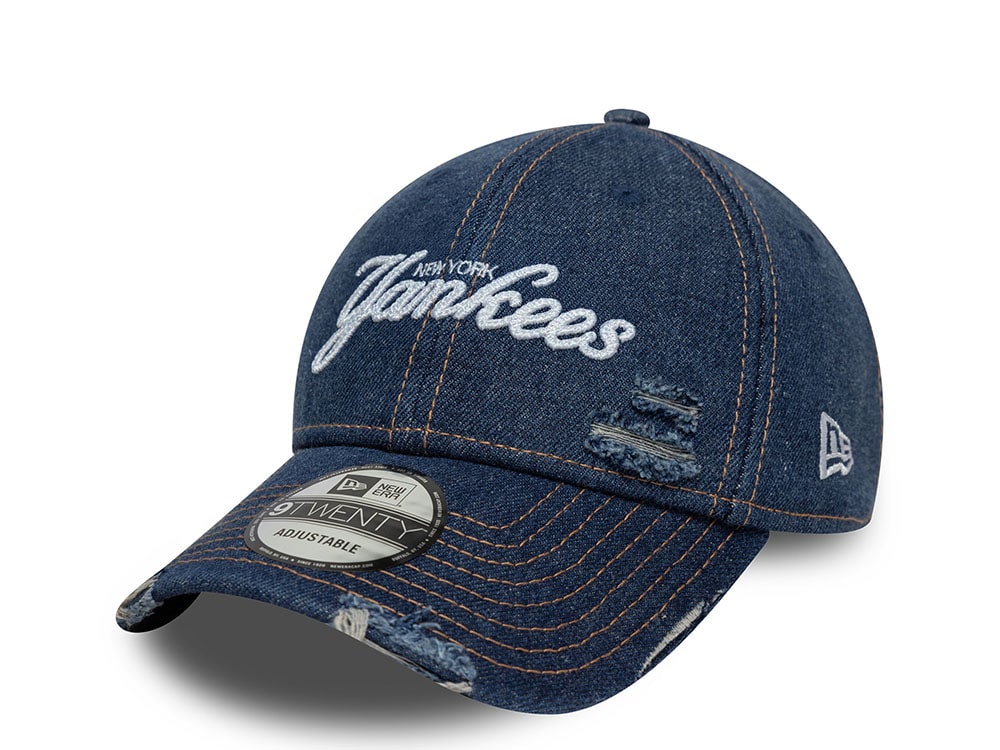 New Era New York Yankees Denim Distress Navy 9Twenty Strapback Gorra