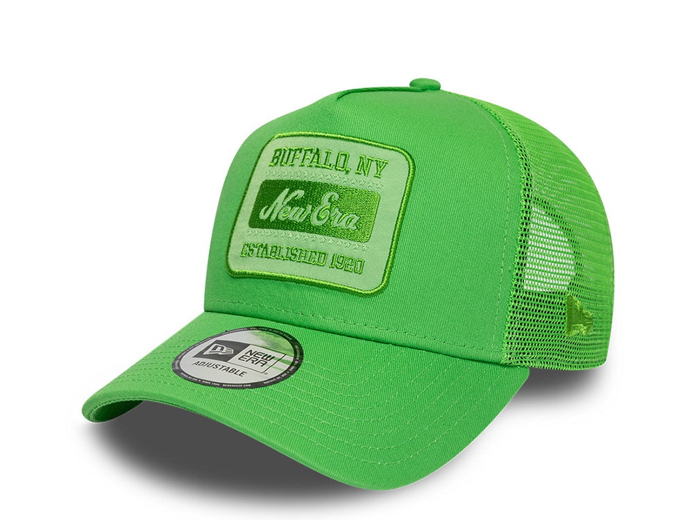 New Era Buffalo NY Tonal Patch Green 9Forty A Frame Trucker Snapback Gorra