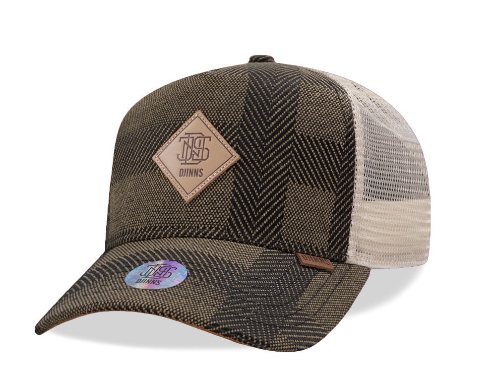 Djinns Hermecheck Olive Beige Trucker Snapback Gorra