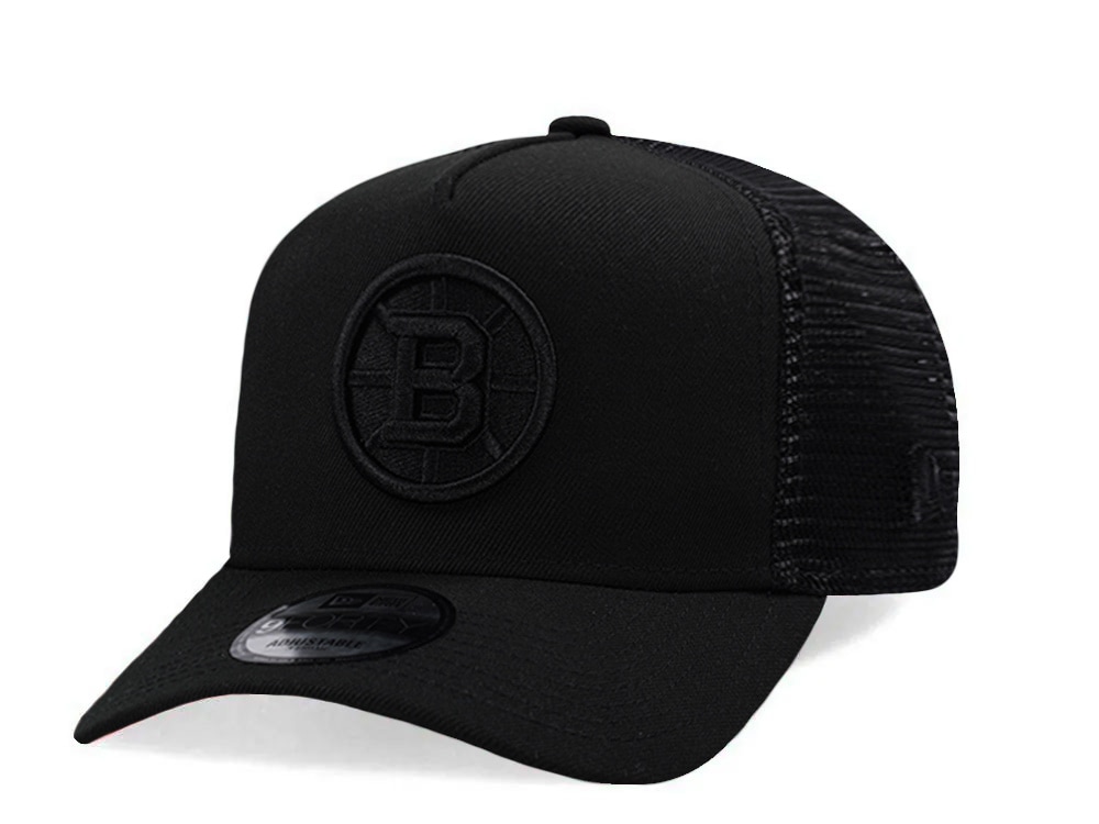 New Era Boston Bruins Black Prime Edition 9Forty A Frame Trucker Snapback Gorra