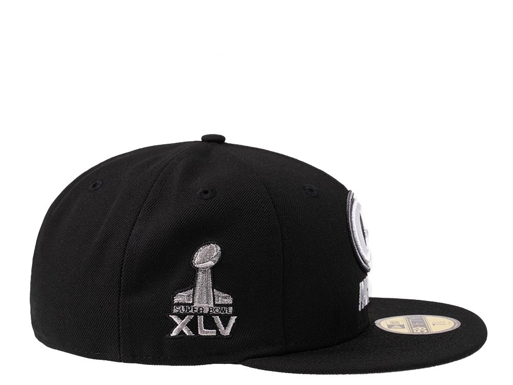 New Era Green Bay Packers Super Bowl XLV Steel Black Edition 59Fifty Fitted Gorra
