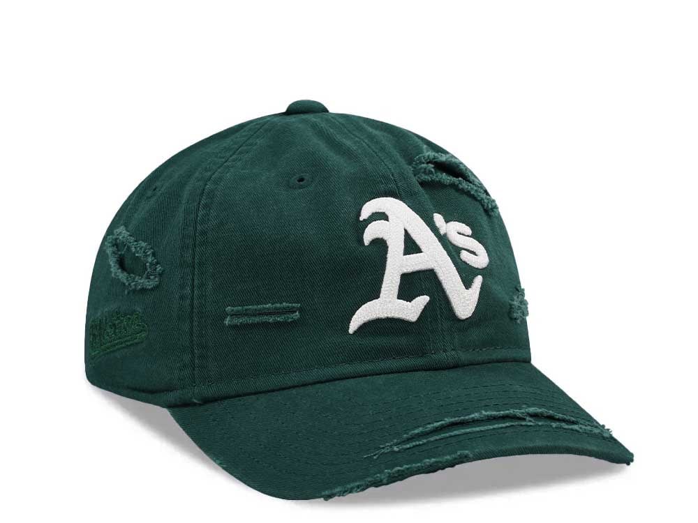 New Era Oakland Athletics Dark Green Washed Distress 9Twenty Strapback Gorra