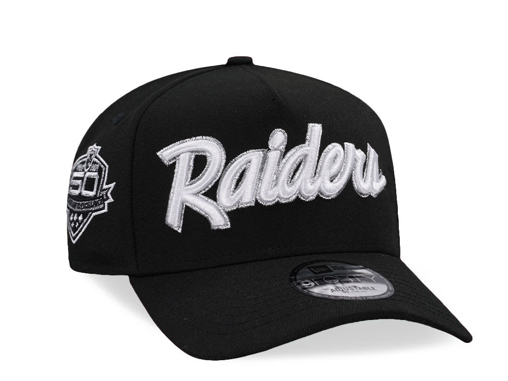 New Era Las Vegas Raiders 50th Anniversary Black Script Edition 9Forty A Frame Snapback Gorra