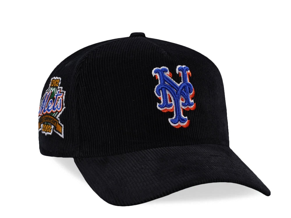 New Era New York Mets 40th Anniversary Black Throwback Corduroy Edition 9Forty A Frame Snapback Gorra