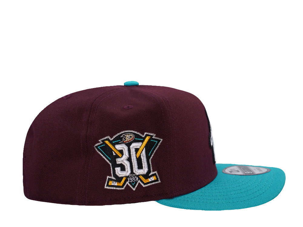 New Era Anaheim Ducks 30th Anniversary Maroon Two Tone Edition 9Fifty A Frame Snapback Gorra