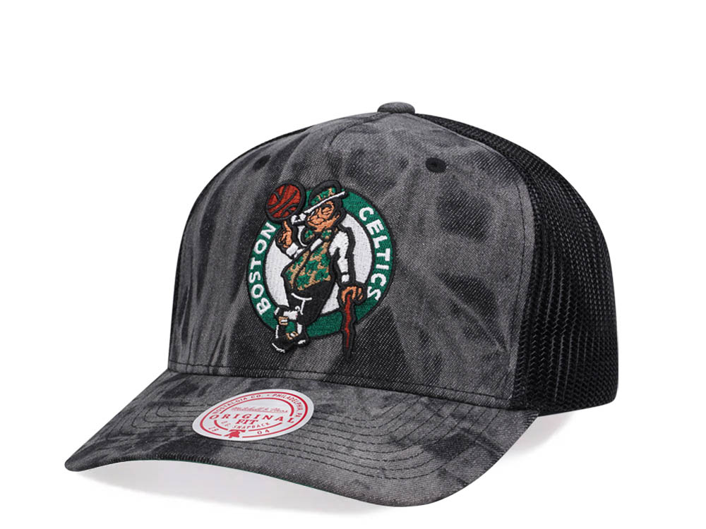 Mitchell & Ness Boston Celtics Burnt Ends Black Trucker Snapback Gorra