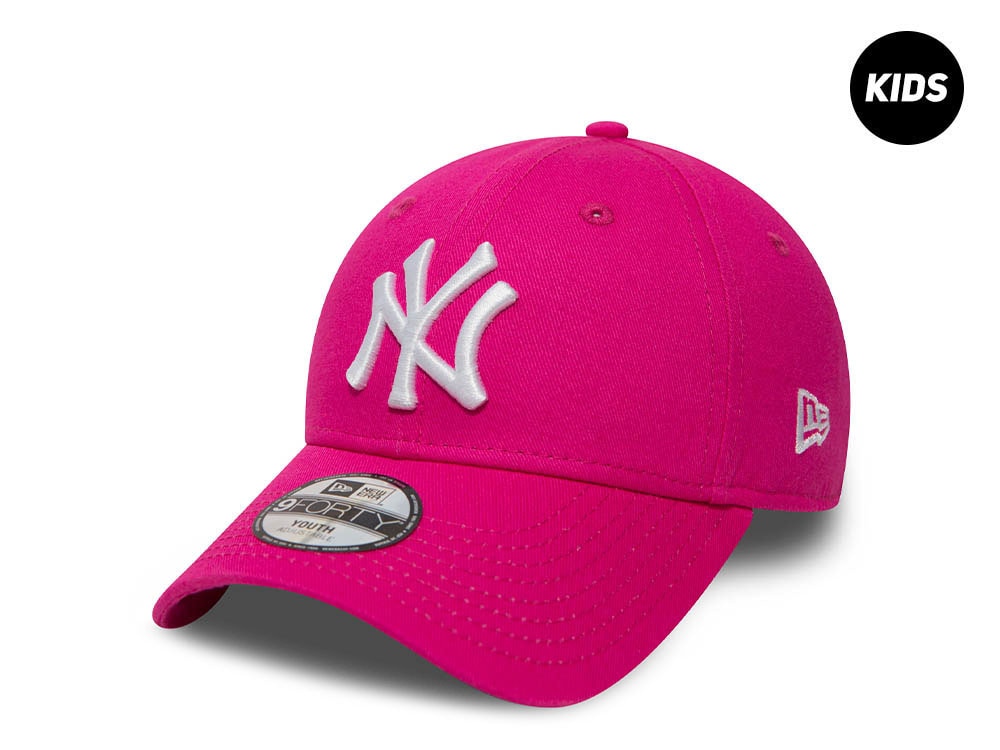New Era New York Yankees League Basic Pink White Kids 9Forty Strapback Gorra